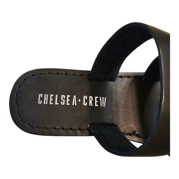 Chelsea Crew Trigg Leather Slide Sandal Womens Size 6 Black Vacation Beach NIB - Picture 4 of 11